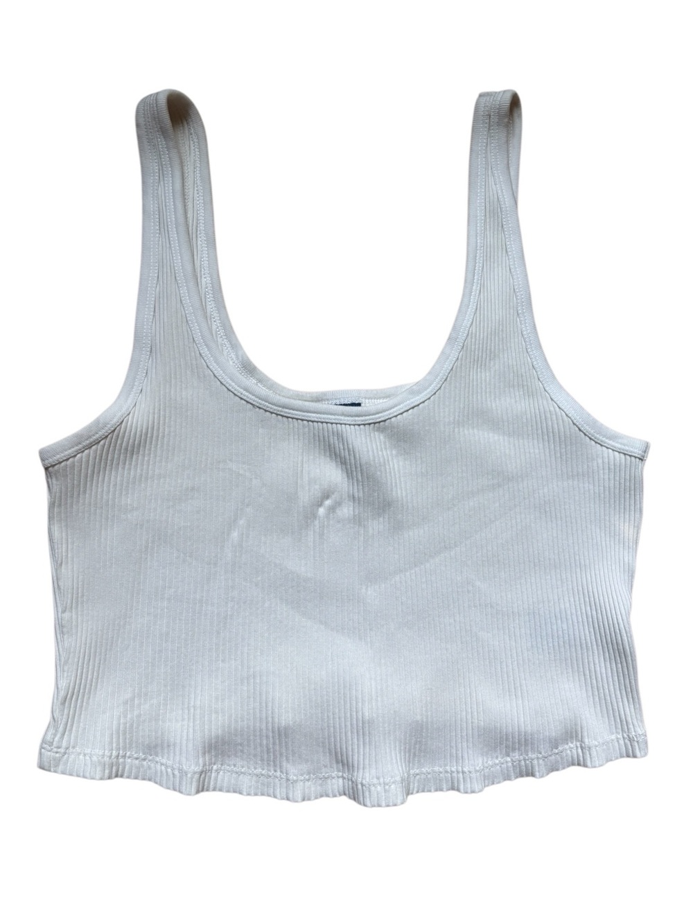 Old Navy White Ribbed Scoop Neck Crop Tank Size Large